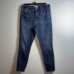 Good American Good Legs Crop High Rise Dark Wash Denim Jeans Women Size 14/32